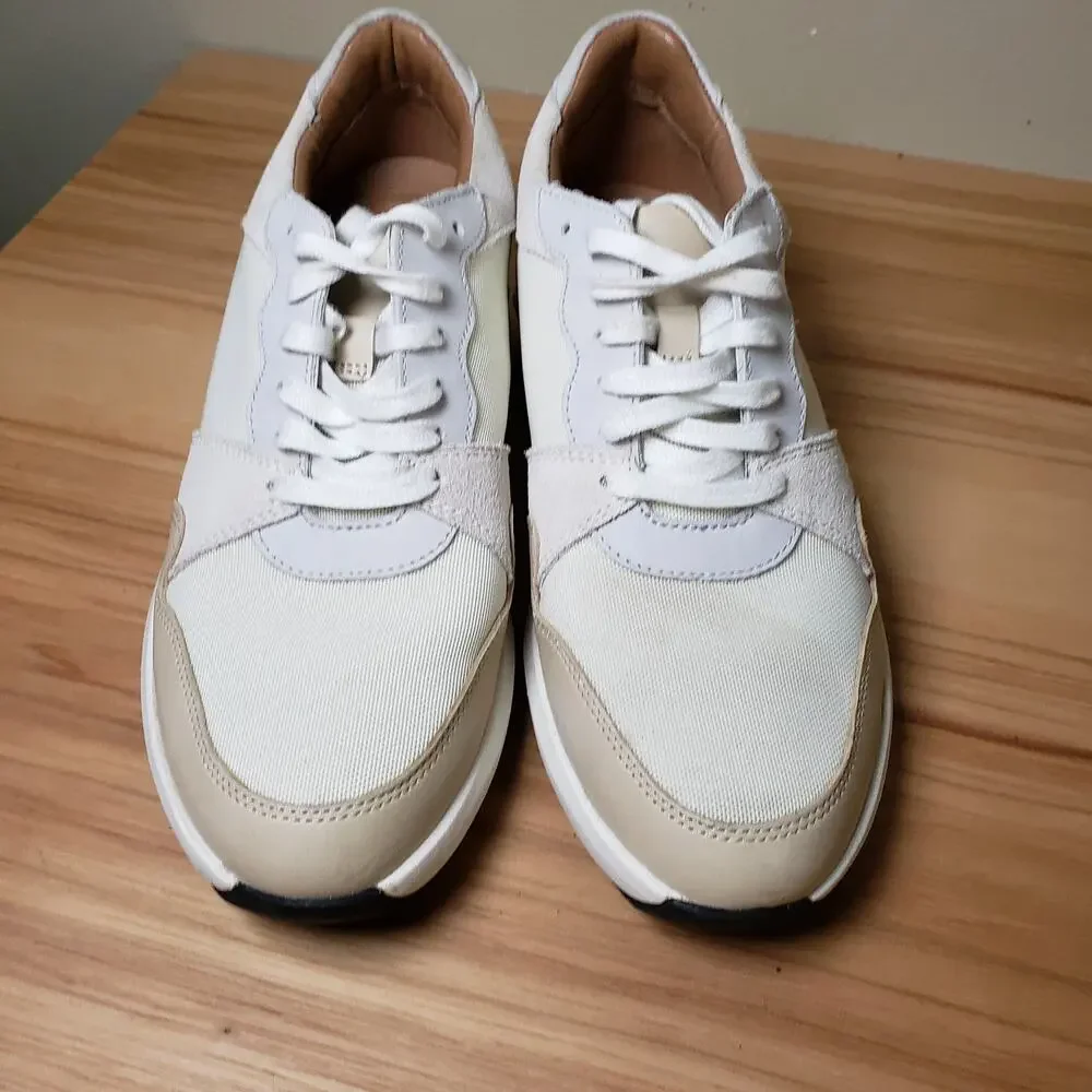 Clarks‎ Size 8 Un Rio Chunky Walking Sneaker Neutral Beige Leather Contemporary